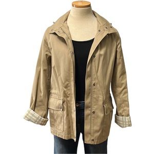 Burberry Signature Check Hooded Jacket, Tan, XS